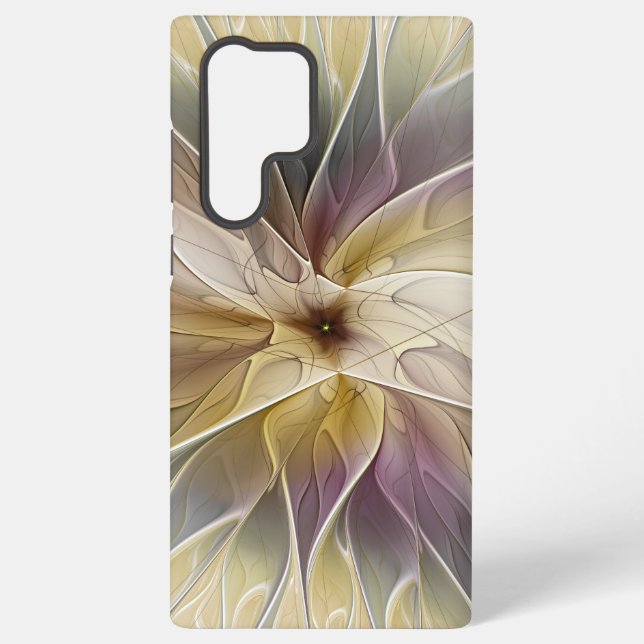 Funda Para Samsung Galaxy Floral Fantasía Oro berenjena Resumen Arte Fractal (Reverso )