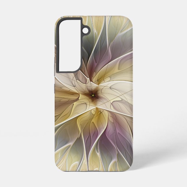 Funda Para Samsung Galaxy Floral Fantasía Oro berenjena Resumen Arte Fractal (Reverso )