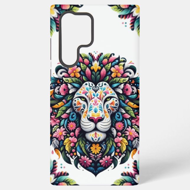 Funda Para Samsung Galaxy Floral Lion Silhouette (Reverso )