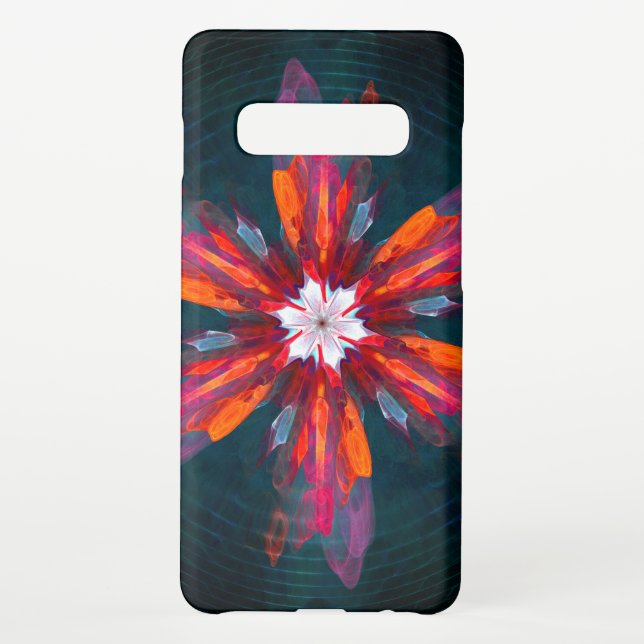 Funda Para Samsung Galaxy Floral Mandala Flores Naranja Azul Rojo Resumen (Reverso)