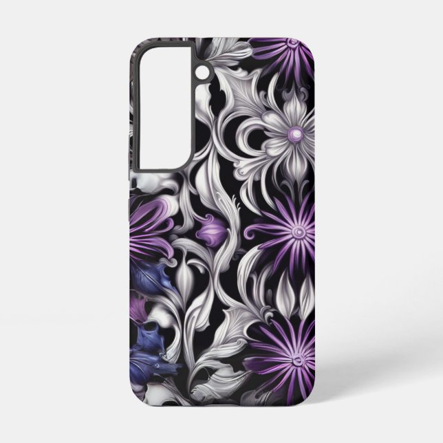 Funda Para Samsung Galaxy Floral Victorian Patrón Repetido Púrpura (Reverso )