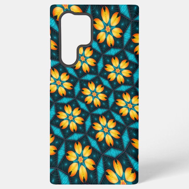 Funda Para Samsung Galaxy Flores abstractas amarillas (Reverso )