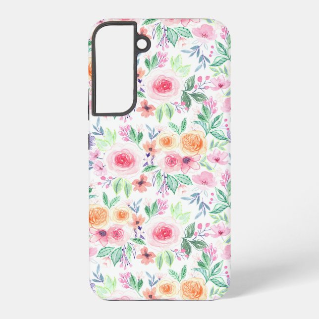 Funda Para Samsung Galaxy Flores acuarelas y hojas (Reverso )