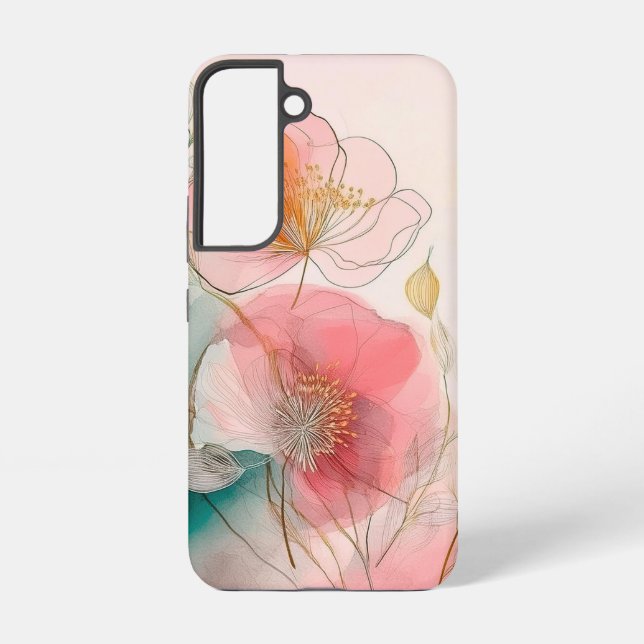 Funda Para Samsung Galaxy Flores acuáticas fondo elegante (Reverso )