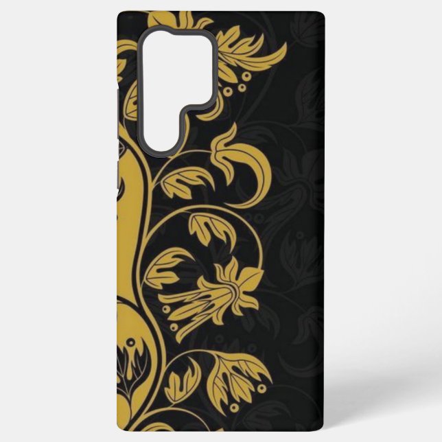 Funda Para Samsung Galaxy flores amarillas doradas negras (Reverso )
