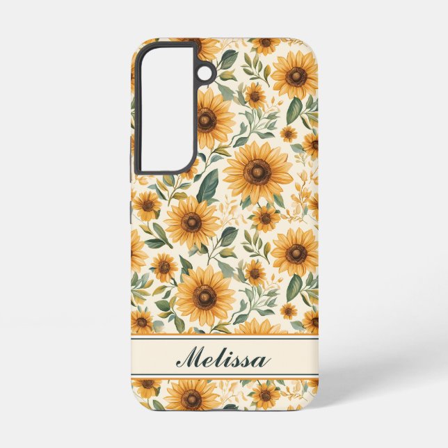 Funda Para Samsung Galaxy Flores amarillas florales (Reverso )