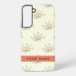 Funda Para Samsung Galaxy S22+ Flores azules y rojas, rojas, tu nombre