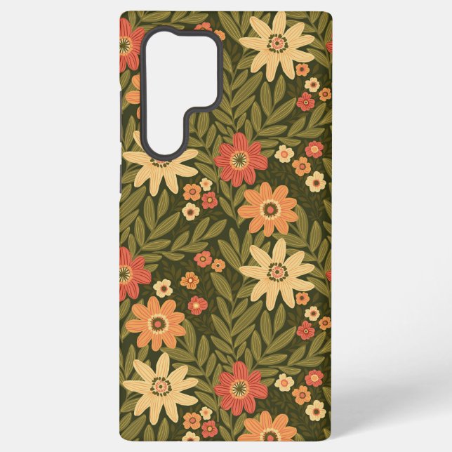 Funda Para Samsung Galaxy Flores bohemias en tonos tierra (Reverso )