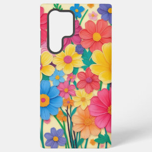 Funda Para Samsung Galaxy S22 Ultra Flores Brillantes en Color Intenso