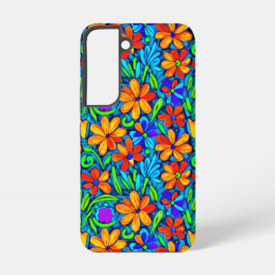 Funda Para Samsung Galaxy S22 Flores de arte popular de colores brillantes