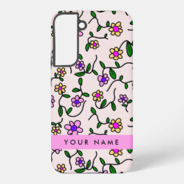 Funda Para Samsung Galaxy S22+ Flores de colores, fondo rosado, rosa