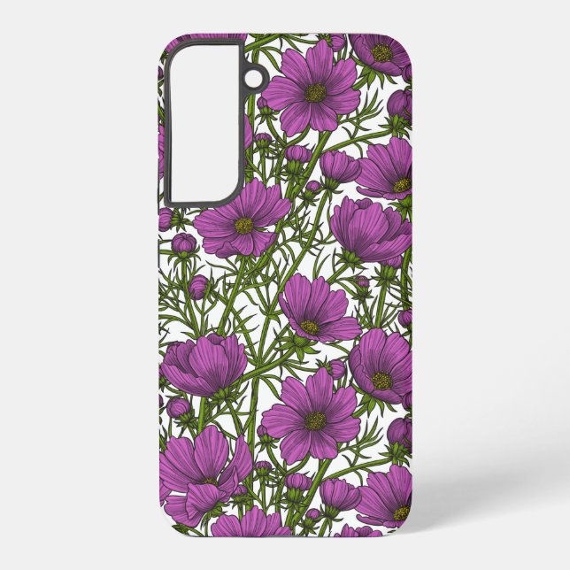 Funda Para Samsung Galaxy Flores de cosmos violetas (Reverso )