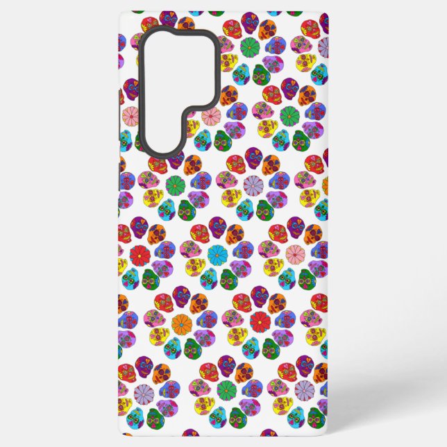Funda Para Samsung Galaxy Flores de cráneo de azúcar (Reverso )