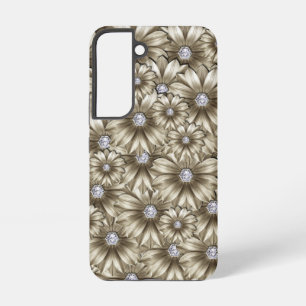 Funda Para Samsung Galaxy S22 Flores de Diamantes Piedra Preciosa