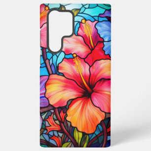 Funda Para Samsung Galaxy S22 Ultra Flores de Hibisco de Vidrio Pintado – Floral Tropi