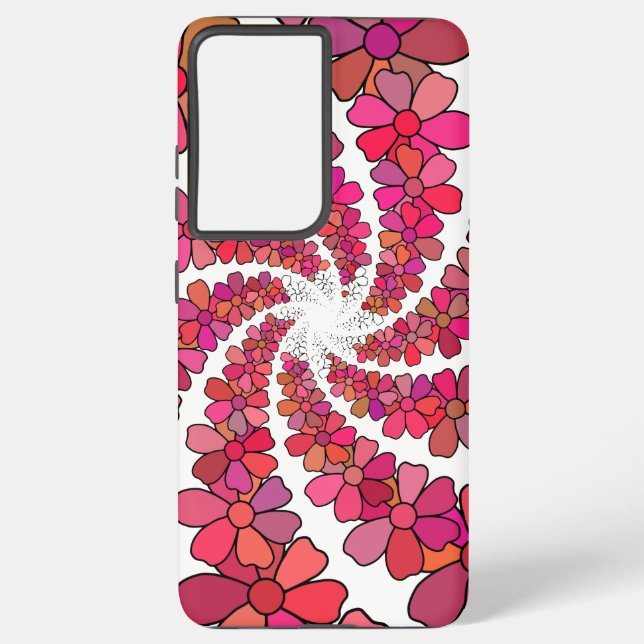 Funda Para Samsung Galaxy Flores de malva rosa retro groovy espiral geométri (Reverso )