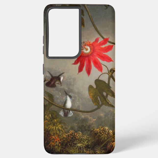 Funda Para Samsung Galaxy Flores de pasión con cabeza de Hummingbirds (Reverso )