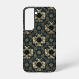 Funda Para Samsung Galaxy S22 Flores de patrón sin costura Damask verde azuladas