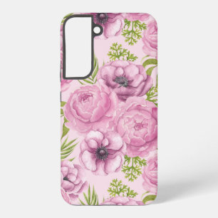 Funda Para Samsung Galaxy S22+ Flores de peonía y anémona en acuarela