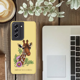 Funda Para Samsung Galaxy S21+ Flores de retrato amarillo de jirafa