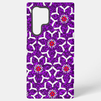 Funda Para Samsung Galaxy S22 Ultra Flores digitales púrpuras en estuche de teléfono