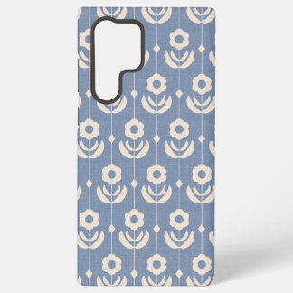 Funda Para Samsung Galaxy S22 Ultra Flores escandinavas sencillas en crema sobre azul
