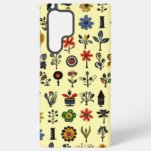 Funda Para Samsung Galaxy S22 Ultra Flores folclóricas y pájaros coloridos