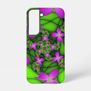 Funda Para Samsung Galaxy S22 Flores fractales abstractas modernas neón rosa ver