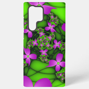 Funda Para Samsung Galaxy S22 Ultra Flores fractales abstractas modernas neon rosa ver