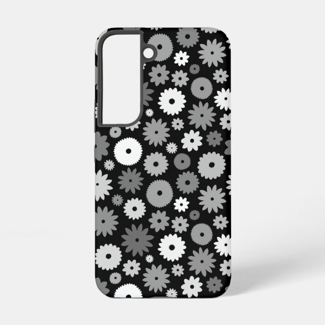 Funda Para Samsung Galaxy Flores monocromas repiten patrón (Reverso )