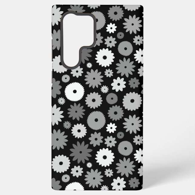 Funda Para Samsung Galaxy Flores monocromas repiten patrón (Reverso )