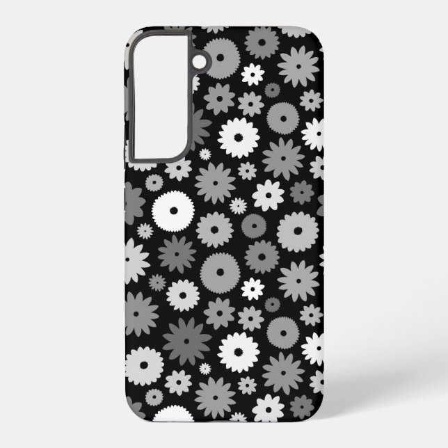 Funda Para Samsung Galaxy Flores monocromas repiten patrón (Reverso )