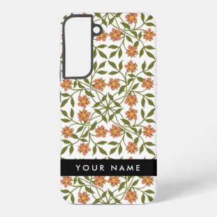 Funda Para Samsung Galaxy S22+ Flores naranjas, Patrón Floral, Boho, Su Nombre