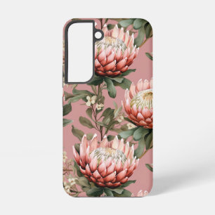 Funda Para Samsung Galaxy S22 Flores Protea Fynbos Estuche de teléfono verde bla