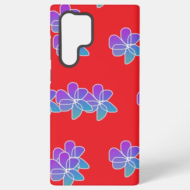 Funda Para Samsung Galaxy Flores Púrpura En Rojo (Reverso )