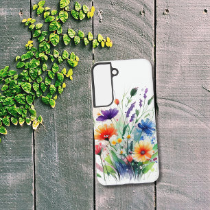 Funda Para Samsung Galaxy S22 Flores silvestres boho púrpura azul amarillo naran