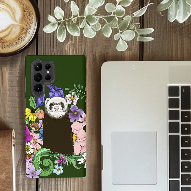 Funda Para Samsung Galaxy Flores silvestres de hurón sable lindo bosque verd (Subido por el creador)