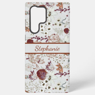 Funda Para Samsung Galaxy S22 Ultra Flores silvestres modernas de Borgoña   Floral boh