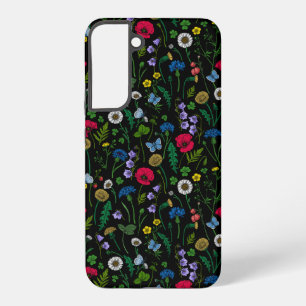 Funda Para Samsung Galaxy S22+ Flores silvestres sobre negro