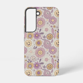 Funda Para Samsung Galaxy S22 Flores sonrientes retro - Floral Groovy Boho de lo