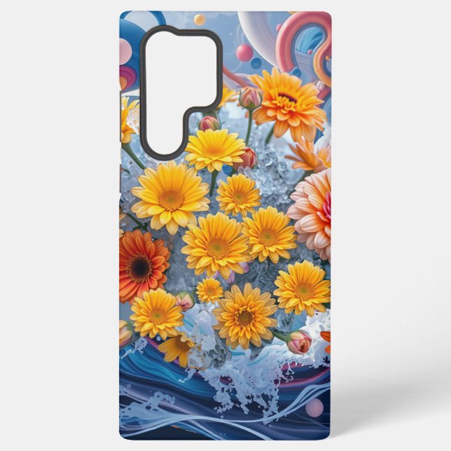 Funda Para Samsung Galaxy Flores y olas del océano (Reverso )