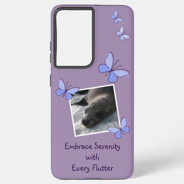 Funda Para Samsung Galaxy Flutter de mariposa fotográfica personalizado (Reverso )