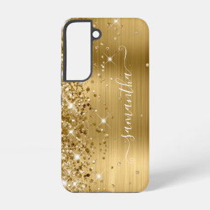 Funda Para Samsung Galaxy S22 Folleto Dorado Brillante Firma Femenina