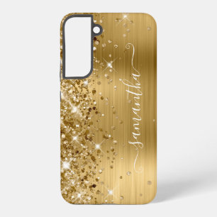 Funda Para Samsung Galaxy S22+ Folleto Dorado Brillante Firma Femenina