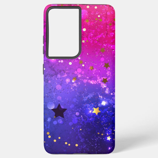 Funda Para Samsung Galaxy Fondo azul rosa brillante (Reverso )