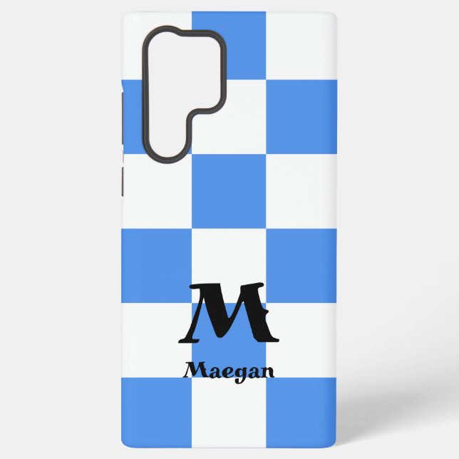 Funda Para Samsung Galaxy Fondo con patrón de cuadros azules (Reverso )