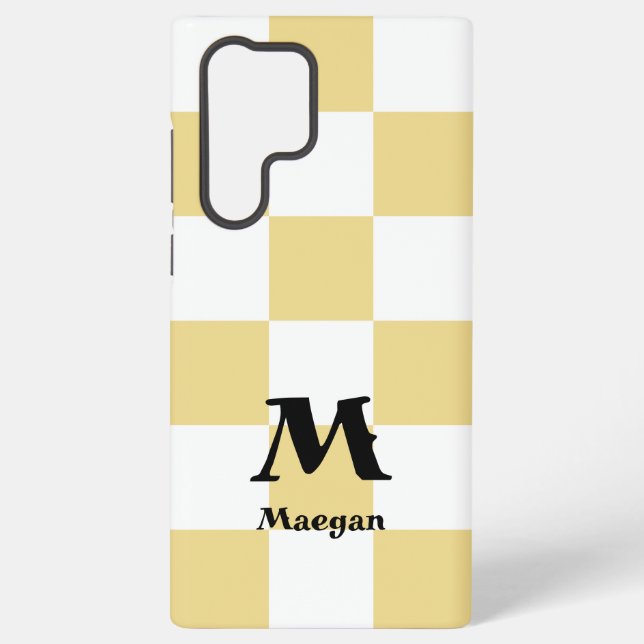 Funda Para Samsung Galaxy Fondo con patrón de cuadros naranjas (Reverso )
