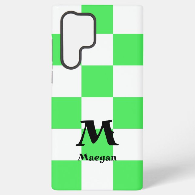Funda Para Samsung Galaxy Fondo con patrón de cuadros verdes (Reverso )