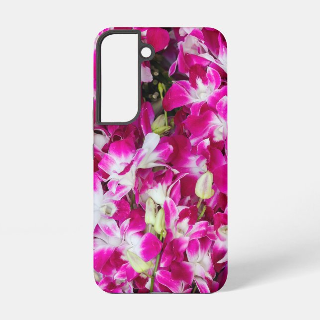 Funda Para Samsung Galaxy Fondo de flores de orquídea morada (Reverso )