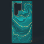 Funda Para Samsung Galaxy S22 Ultra Fondo de mármol líquido turquesa con dorado<br><div class="desc">Diseño de mármol líquido turquesa con elementos dorados,  diseño moderno de moda.</div>